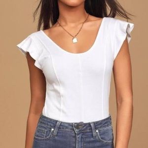 Free People flutter sleeve white top